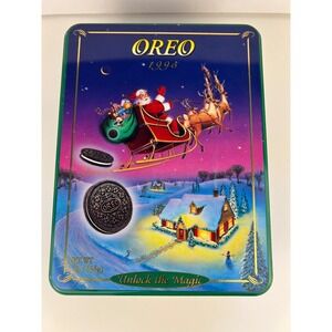 Vintage‎ 1995 Oreo Cookie "Unlock the Magic " collectible Nabisco Tin Christmas